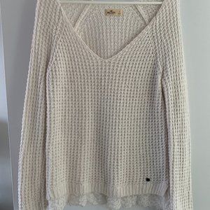 White Hollister Sweater w/ Lace